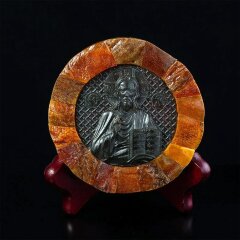 Настольная икона «Господь Вседержитель» из натурального балтийского янтаря