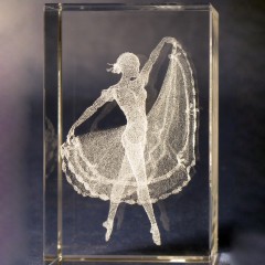 Сувенир из стекла «Жизель» с объёмной фигуркой балерины — лазерная графика