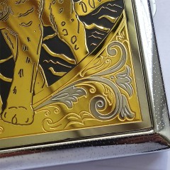 Металлический портсигар с позолотой «Пантера» на 10 сигарет