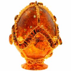 Украшенное пасхальное яйцо из янтаря «Радость»