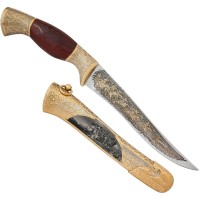 Сувенирный нож «Монгол» с каменной рукоятью из яшмы