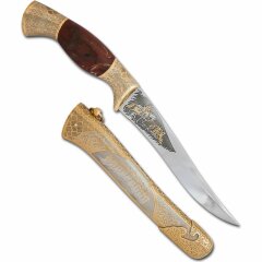 Сувенирный нож «Монгол» с каменной рукоятью из яшмы