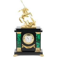 Настольные часы «Георгий Победоносец» (малахит)