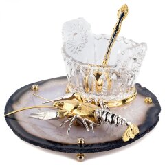 Подарочная икорница «Рак» на агате