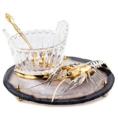 Подарочная икорница «Рак» на агате