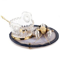 Подарочная икорница «Рак» на агате