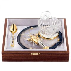 Подарочная икорница «Рак» на агате