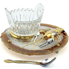 Златоустовская икорница на агате «Рак» в каталоге столовых приборов для праздничного стола