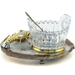 Златоустовская икорница на агате «Рак» в каталоге столовых приборов для праздничного стола
