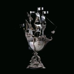 Серебряный корабль ручной работы «Галеон» из морской раковины NAUTILUS с жемчугом