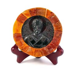 Настольная икона «Николай Чудотворец» из натурального балтийского янтаря