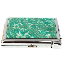 Сигаретница металлическая на 20 сигарет «Амазонит» с зажигалкой в подарок женщине