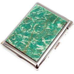 Сигаретница металлическая на 20 сигарет «Амазонит» с зажигалкой в подарок женщине