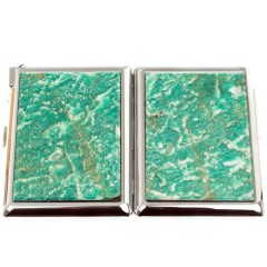 Сигаретница металлическая на 20 сигарет «Амазонит» с зажигалкой в подарок женщине