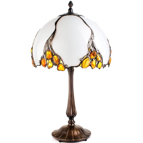 Настольная лампа «LUCIDE» с глянцевым абажуром и янтарной мозаики