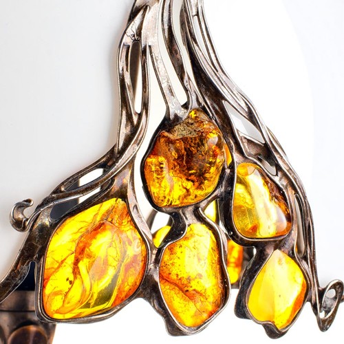 Настольная лампа «LUCIDE» с глянцевым абажуром и янтарной мозаики