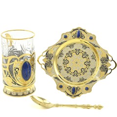 Чайный набор «LAZURITE» — позолоченный подстаканник на блюдце