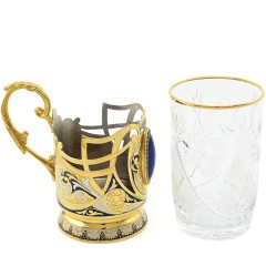 Чайный набор «LAZURITE» — позолоченный подстаканник на блюдце