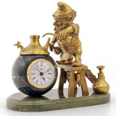 Бронзовая фигурка с часами «Гном химик» в подарок учителю