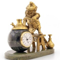 Бронзовая фигурка с часами «Гном химик» в подарок учителю