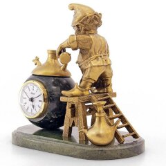 Бронзовая фигурка с часами «Гном химик» в подарок учителю