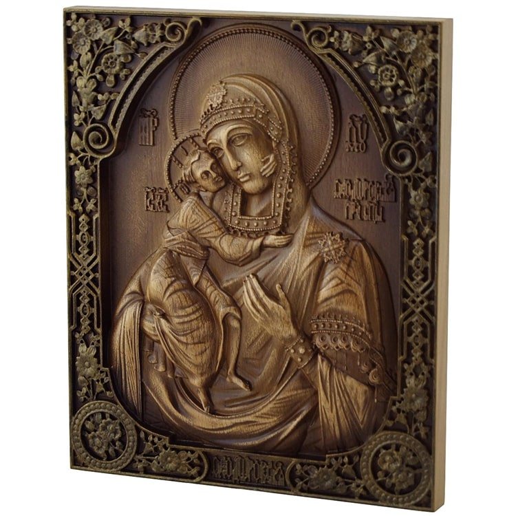 Резная икона «Божья матерь Феодоровская»