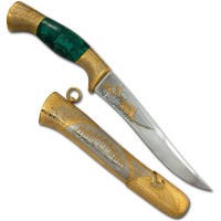 Подарочный нож «Монгол» с малахитовой рукоятью