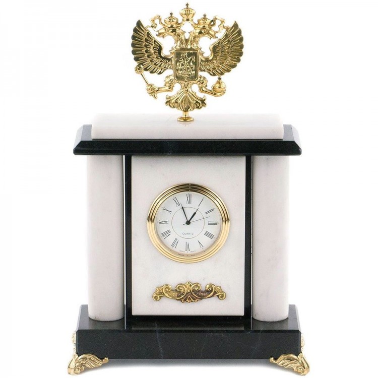 Настольные часы «Герб России» (мрамор)