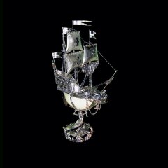 Серебряный корабль ручной работы «Каравелла» из морской раковины NAUTILUS с жемчугом