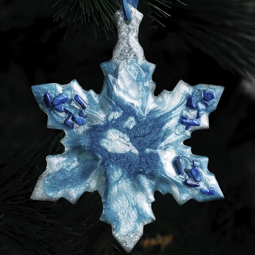 Ёлочное украшение «Снежинка» (лазурит) в подарок на Новый год для украшения ёлки