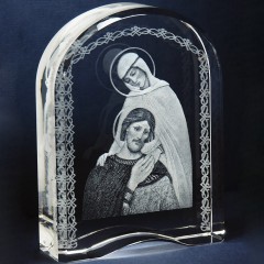 Икона из стекла «Петр и Феврония» объёмными ликами святых в подарок молодоженам