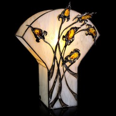 Светильник настольный «Флористика» с янтарным декором в подарок женщине