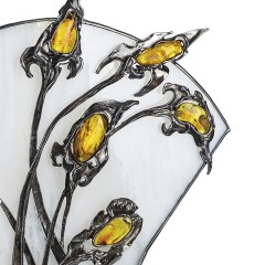 Светильник настольный «Флористика» с янтарным декором в подарок женщине