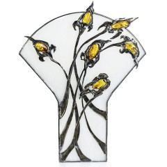 Светильник настольный «Флористика» с янтарным декором в подарок женщине