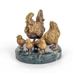 Бронзовая композиция «Семья кур» в подарок для домохозяйки