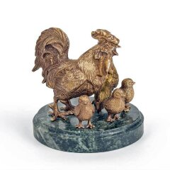 Бронзовая композиция «Семья кур» в подарок для домохозяйки