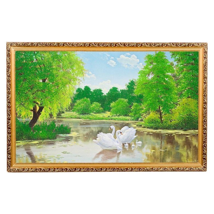 Оригинальная картина «Лебеди на пруду»