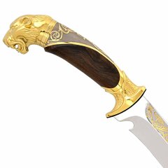 Подарочный нож «Тигр» в позолоченных ножнах в футляре