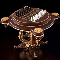 Резной шахматный стол «Георгий Победоносец» из массива дуба