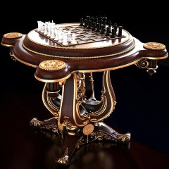 Резной шахматный стол «Георгий Победоносец» из массива дуба