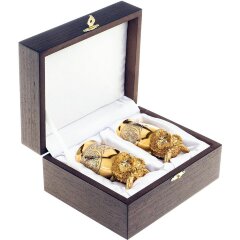 Позолоченные стопки перевёртыши «Филин» (2 шт) в подарочном футляре