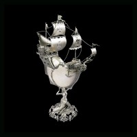 Серебряный корабль ручной работы «Корвет» из морской раковины NAUTILUS