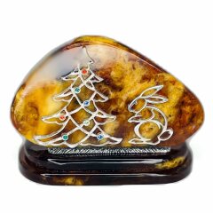 Настольная визитница из янтаря «Кролик» — символ 2023 года