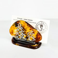 Настольная визитница из янтаря «Кролик» — символ 2023 года