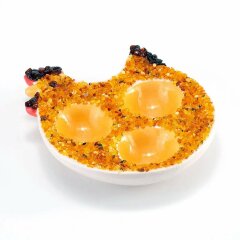 Керамическая подставка для яиц «Курочка» с янтарём в подарок на Пасху