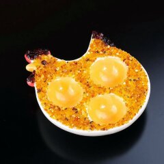 Керамическая подставка для яиц «Курочка» с янтарём в подарок на Пасху