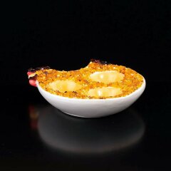 Керамическая подставка для яиц «Курочка» с янтарём в подарок на Пасху