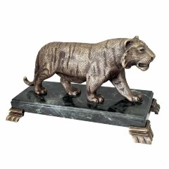Большая бронзовая статуэтка «Тигр» на камне в подарок мужчине