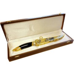 Подарочный нож «Акула» в металлических ножнах с позолотой