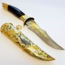 Подарочный нож «Акула» в металлических ножнах с позолотой